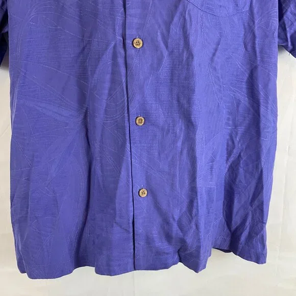 Tommy Bahama Hawaiian Shirt XL Purple Leaf Textured Button Front Short Sleeve - Picture 3 of 8